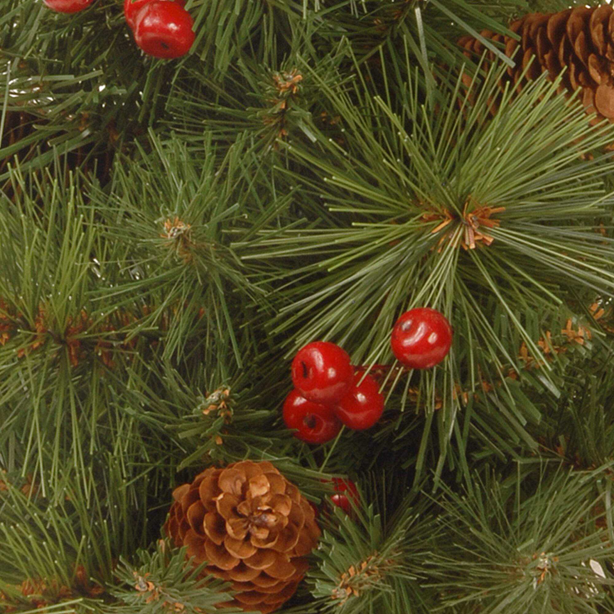 4-Piece Pre-Lit Pinecones & Berries Artificial Christmas Entrance Trees, Garland & Wreath, Warm White LED Lights